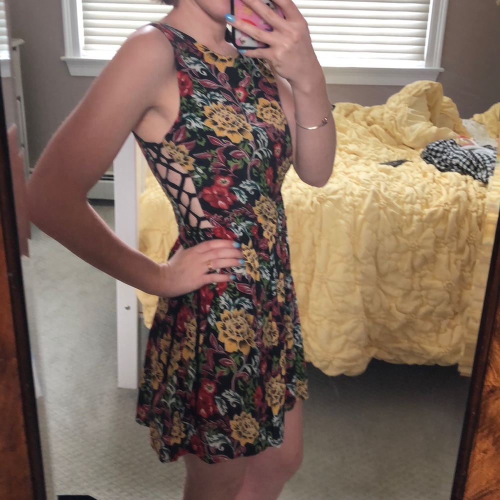Floral lace up dress
